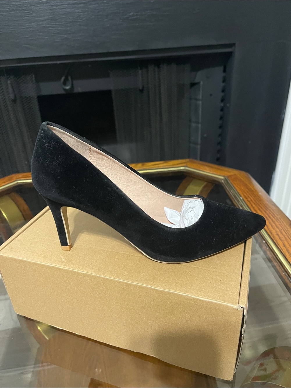 Classic Black Suede Pointed-Toe Pump